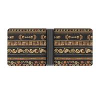 Collezioni di Antichi Ornamenti Greci Dorati Antichi Bordi Scuro Bifold Portafoglio In Pelle Sottile Porta Carte di Contanti Carino Borsa, Stile:, Taglia unica