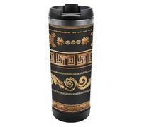 Collezioni di ornamenti greci antichi bordi antichi bicchieri scuri con coperchio in acciaio inox tazza da caffè isolata per casa ufficio viaggio