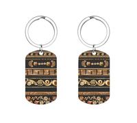 Collezioni di ornamenti greci antichi bordi antichi dorati portachiavi in metallo scuro etichette chiave stampate etichette chiave personalizzate con anello regali unici