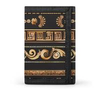 Collezioni di ornamenti greci dorati antichi bordi scuri a tre ante portafoglio carino slot per carte titolare pochette portafogli per uomo donna, Stile:, Taglia unica