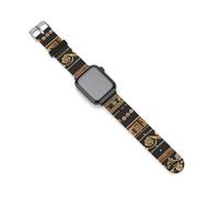 Collezioni di vecchi ornamenti greci dorati antichi bordi antichi cinturini per orologi scuri cinturini di ricambio in silicone cinturini sportivi compatibili per Apple Watch, 38mm/40mm, Acciaio