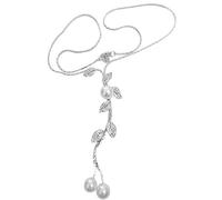 Colli di Smeraldo e Perle Eleganti per Femmine - Collana Longa, Fiocco di Papeliera Oroide con Lancetta da Amore e Corno di Paggio con Fondina d'Argento