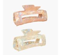 COLLIBEL Mollette grandi in acrilico tartaruga, 10 cm, accessori per capelli spessi e sottili, set da 2 pezzi, graziose clip per donne e ragazze (corallo + giallo chiaro)