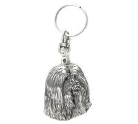 Art-Dog Portachiavi simpatico cane - Collezione esclusiva Portachiavi simpatico Bearded Collie - Graziosi portachiavi placcati in argento con lucchetto da 2,5-4,7x3,5x9,2 cm