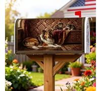 Collie - Coperture magnetiche per cassetta postale, motivo vintage rustico con gatti, nessuna marrone, per decorazioni esterne, 45,7 x 53,7 cm