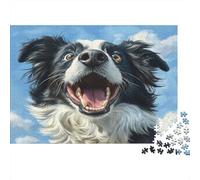 Collie di frontiera Jigsaw Puzzle Impossibili 1000 Pezzi Nube del cielo blu Decorazione Per La Casa. Giochi Rilassamento E Intelligence Per Adulti E Ragazzi Da 14 Anni 1000pcs (75x50cm)