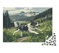 Collie di frontiera Jigsaw Puzzle Impossibili 1000Pcs prato di montagna Decorazione Per La Casa. Rilassamento E Intelligence Per Adulti E Ragazzi Da 14 Anni 1000pcs (75x50cm)