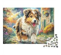 Collie di frontiera Puzzle Da 1000 Pezzi Per Appassionati, Cartone Riciclato Resistente,Collie Puppy Arte Arredamento Interno, Regalo Per Amici, Puzzle Indoor Di Vacanza 52x38cm/1000pcs