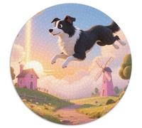 Collie di frontiera1000 Pezzi Puzzle Rotondo Da caneAdulti Bel Regalo Per Amici Di Famiglia Puzzle Educativo, Regali Impossible1000pcs (67.5x67.5cm)