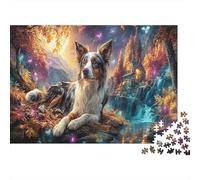 Collie di frontieraPuzzle Classico 1000 Pezzi Cartone Riciclato foresta autunnale Relax Mentale Per Famiglia Anziani, Attività Indoor, Regalo Natale Nonni 70x50cm/1000pcs