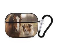 Collie Dog Horse AirPods Pro 2, custodia protettiva rigida antiurto per donne e uomini, compatibile con custodia Airpod Pro di 2a/1a generazione con portachiavi, nero