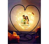 Collienght Foto personalizzate della bottiglia della lampada del cuore del ferro da appendere luce notturna della decorazione di vetro regalo per San Valentino, Natale, anniversario, compleanno