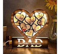 Collienght Luci notturne personalizzate con cornice per foto a LED regali per papà, 1-6 nomi personalizzati lampada acrilica a forma di cuore regalo per papà papà papà nonno