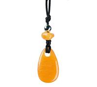 Collier Calcite Orange Perle Metallique Cordon Noir