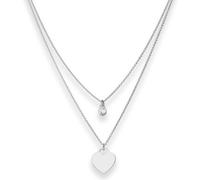 Collier Cuore In Catena Ancore 1,1mm 925 Argento Rodinato Zirkonia 38 cm