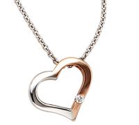 Collier Cuore, per Donna, con Diamante, 585 Oro Rosso Bianco, Collana