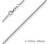 Collier Donna In Catena Panzer In Argento 925 Placcata Rodio 1,7mm 45cm