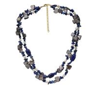 Collier fiscale 2 file sodalite blu perle coltivate d'acqua dolce bianco...
