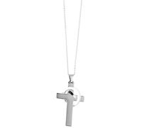 Collier Grande Croce Con Cerchio Acciaio Inox Con Catena 50 CM Piùplus