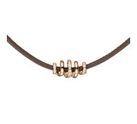 Collier Pelle Grigio Talpa con Spirale 47 Diamanti Brillanti 585 Oro Rosso 45cm