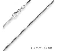 Collier Venezia Girocollo 925 Argento Rodinato 1,5mm 45cm Donna