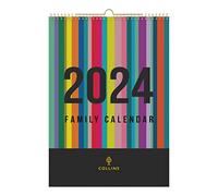 Collins EDFC135-24 EDFC135-24 Calendario da parete per la famiglia, con motivo arcobaleno e agenda giornaliera, per ufficio, lavoro personale e domestico, da gennaio a dicembre 2024, settimanale