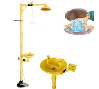 Collirio di emergenza e doccia,ABS resistente al gelo, design verticale, grande vassoio spray, filtro a doppio strato, ideale per uso industriale e esterno, con pedali