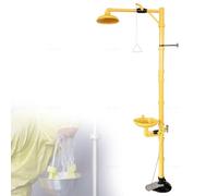Collirio di emergenza e stazione doccia combinata, verticale in plastica ABS, antigelo, 9-16 l/min, per la sicurezza di laboratorio di fabbrica petrolchimica con pedali