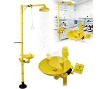 Collirio di emergenza e stazione doccia, doccia di sicurezza combinata con doppio spruzzo, asta di trazione triangolare, pedale, piastra di spinta, per ospedale, laboratorio, impianto chimico