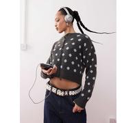 Collusion - Cardigan in maglia a pois-Grigio XS