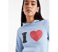 COLLUSION - Felpa blu con cappuccio e grafica I HEART XS