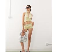 COLLUSION - Pantaloncini micro da festival gialli con paillettes in coordinato-Argento M