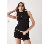 COLLUSION - Pantaloncini micro effetto raso neri arricciati in coordinato-Nero 50