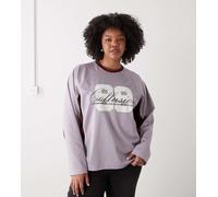 COLLUSION Plus - Maglietta a maniche lunghe da calcio con stampa di numero-Viola 3XL