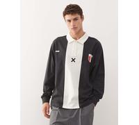 COLLUSION - Polo stile rugby squadrata a righe color block-Nero XS
