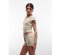 COLLUSION - T-shirt serafino baby gialla a righe in coordinato-Giallo L