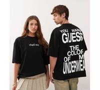 COLLUSION Unisex - T-shirt ufficiale Charli XCX BRAT vestibilità comoda stile skater nera con scritta posteriore-Nero M