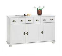 COLMAR - Credenza con cassetti, in pino massiccio, colore: Bianco