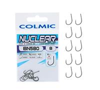 Colmic - 10 Ami da Pesca in Acciaio Carbonio BN580 Taglia 8, Finitura Dull Black - Ringed, Forced, Barbed - Alta Resistenza e Penetrazione - Prodotto Ufficiale Colmic