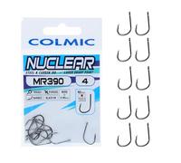 Colmic - 10 Ami da Pesca MR390 Nuclear in Acciaio Carbonio Black Nickel, Taglia 4 - Ringed, Forced, Barb - Ideali per Surf Casting, Bolentino e Light Drifting - Prodotto Ufficiale Colmic