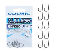 Colmic - 10 Ami da Pesca MR390 Nuclear in Acciaio Carbonio Black Nickel, Taglia 6 - Ringed, Forced, Barb - Ideali per Surf Casting, Bolentino e Light Drifting - Prodotto Ufficiale Colmic
