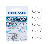 Colmic - 10 Ami da Pesca MR470 Nuclear in Acciaio Carbonio Black Nickel, Taglia 6 - Ringed, Forged, Barb - Per Surf Casting, Rock Fishing, Bolentino e Drifting - Prodotto Ufficiale Colmic