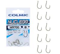 Colmic - 10 Ami da Pesca MR700 in Acciaio Carbonio Bronzo, Taglia 8 - Ringed, Forced, Barb - Ultraleggeri e Resistenti - Ideali per Pesca in Mare - Prodotto Ufficiale Colmic