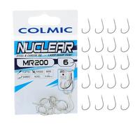 Colmic - 20 Ami da Pesca MR200 in Acciaio Carbonio Nichel, Taglia 14 - Flatted, Forced, Barb - Robusti e Precisi - Ideali per Pesca al Colpo e Pesca in Mare - Prodotto Ufficiale Colmic