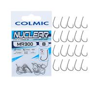 Colmic - 20 Ami da Pesca MR300 in Acciaio Carbonio Black Nickel - Ringed, Forced, Barb - Ultraleggeri e Resistenti - Ideali per Surfcasting Agonistico - Prodotto Ufficiale Colmic