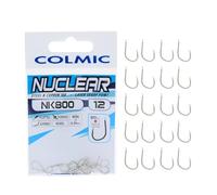 Colmic - 20 Ami da Pesca NK800 Taglia 12 , in Acciaio Carbonio con Finitura Nickel - Flatted, Forged, Barb - Ideali per Carpe e Pesca di Potenza - Prodotto Ufficiale Colmic
