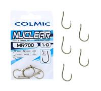 Colmic - 5 Ami da Pesca MR700 in Acciaio Carbonio Bronzo, Taglia 1/0 - Ringed, Forced, Barb - Ultraleggeri e Resistenti - Ideali per Pesca in Mare - Prodotto Ufficiale Colmic
