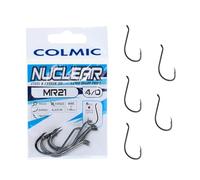 Colmic - 6 Ami da Pesca MR21 in Acciaio Carbonio Black Nickel, Taglia 4/0 - Ringed, Forced, Barb, Twisted - Ultraresistenti per Mare e Surfcasting - Prodotto Ufficiale Colmic