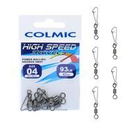 Colmic Power Rolling + Hooked Snap - 5 Girella con Moschettone in Acciaio Inox, Taglia 10 - Elevata Tenuta, Rotazione Fluida e Aggancio Rapido