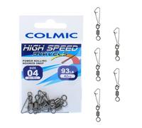 Colmic Power Rolling + Hooked Snap - 5 Girella con Moschettone in Acciaio Inox, Taglia 8 - Elevata Tenuta, Rotazione Fluida e Aggancio Rapido
